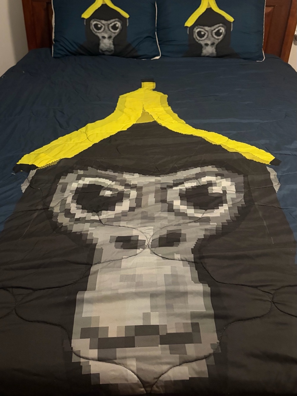 Custom Gorilla Tag Blue Comforter Set with Monkey Design - Size Full